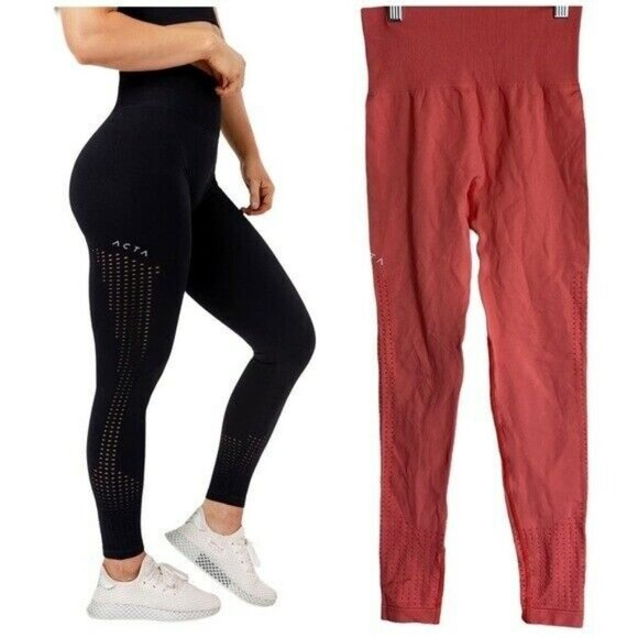 Acta perforated seamless leggings orange size XS - Picture 1 of 7